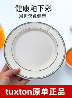 Tuxton陶瓷盘子家用菜盘碗碟造型好看的炒菜碟子平盘早餐盘子