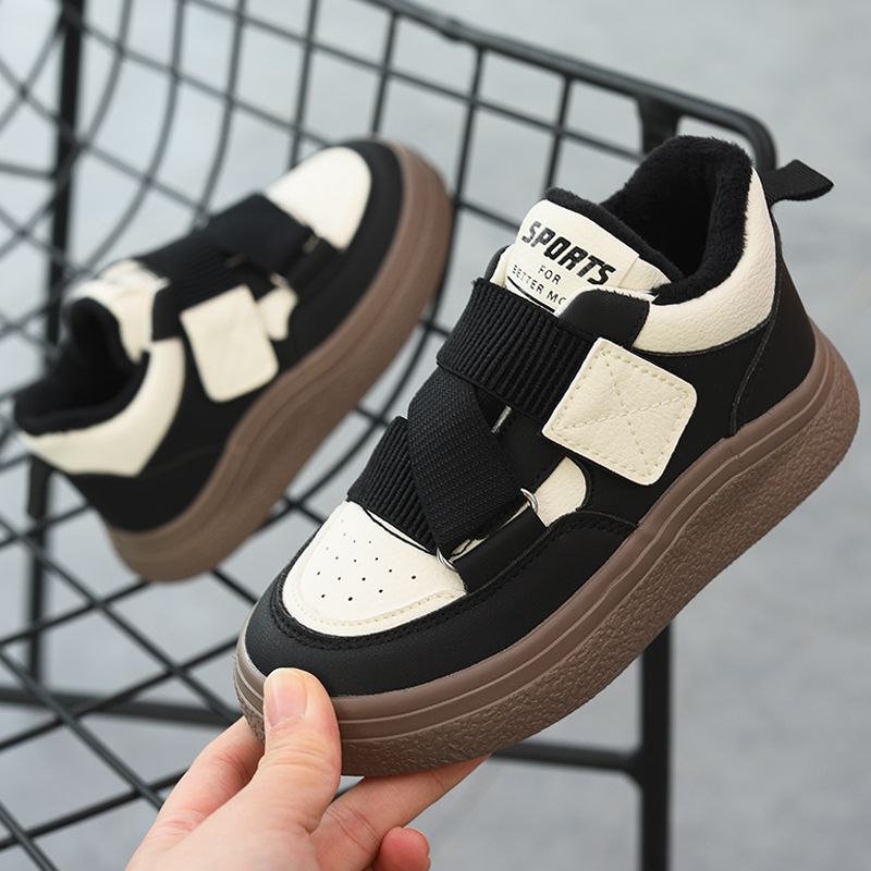 儿童棉鞋男童休闲冬季加绒板鞋