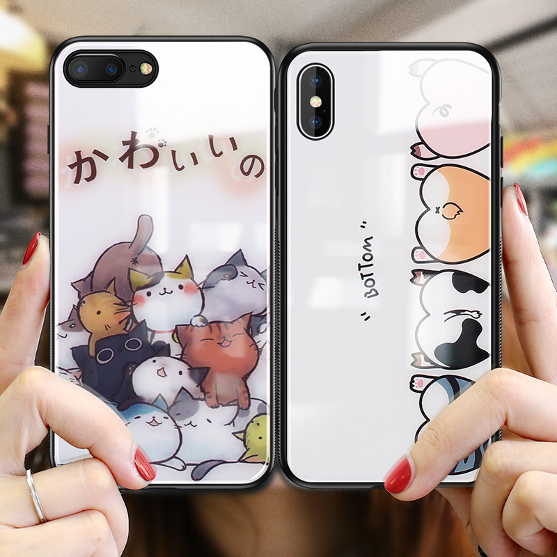 蘋果8plus手機殼iphonex玻璃ip7全包6s防摔套iphone個性創意8p新款plus女款6超薄i潮牌7情侶x男xs可愛max卡通