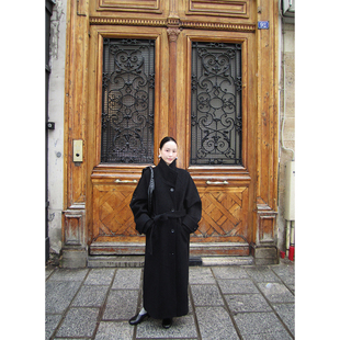 WEINISIAN朱小姐私服绵羊毛大衣长款纯色宽松外套女冬季2025新款
