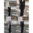 WEINISIAN朱小姐深V磨毛针织连衣裙女2025新款 显瘦黑色裙 秋冬长款