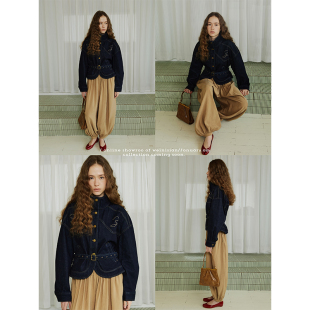 WEINISIAN朱小姐原创设计 刺绣外套女复古设计感上衣 牛仔蝙蝠袖