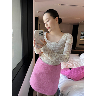 WEINISIAN朱小姐百搭蕾丝连体衣打底衫女2025秋冬内搭长袖上衣