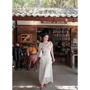 WEINISIAN朱小姐蕾丝两件套连衣裙女夏气质名媛度假吊带连衣长裙