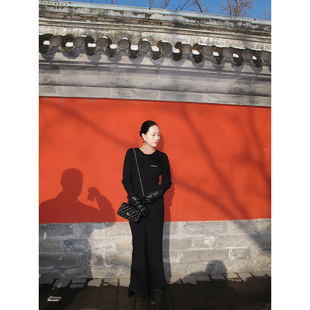 WEINISIAN朱小姐绣花毛衣连衣裙2025秋冬长袖内搭长款修身裙女