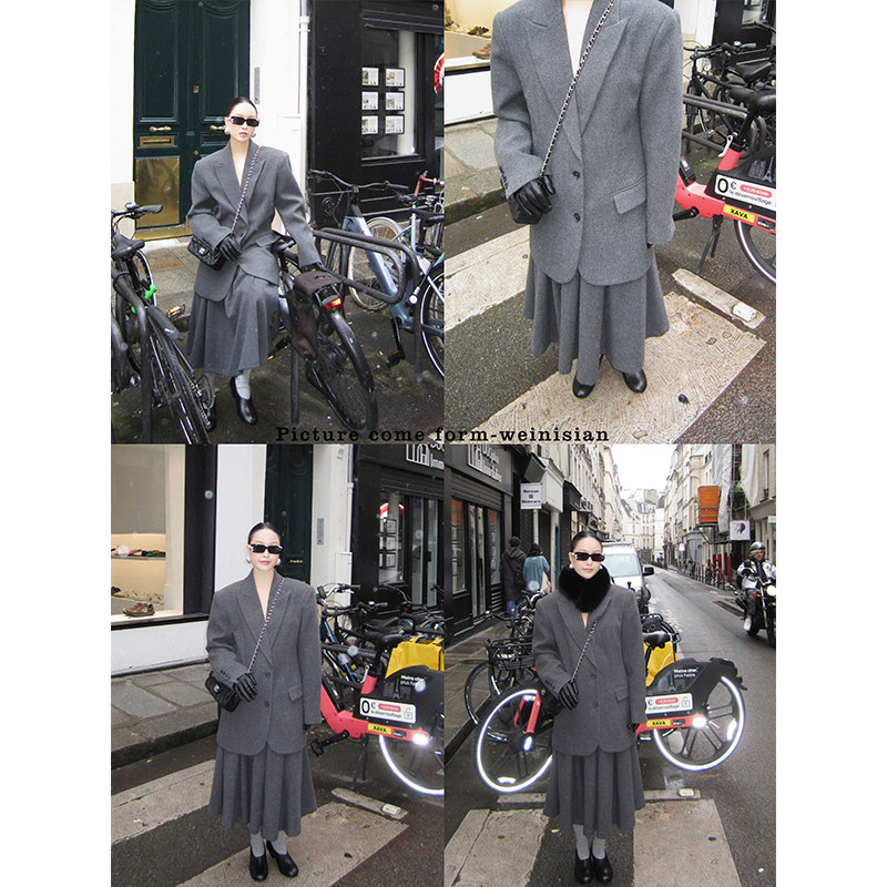 WEINISIAN朱小姐私服毛呢套装女2025新款冬季宽松西装半裙两件套,女装/女士精品,时尚套装,淘宝优惠券,粉丝福利购,淘宝优惠卷