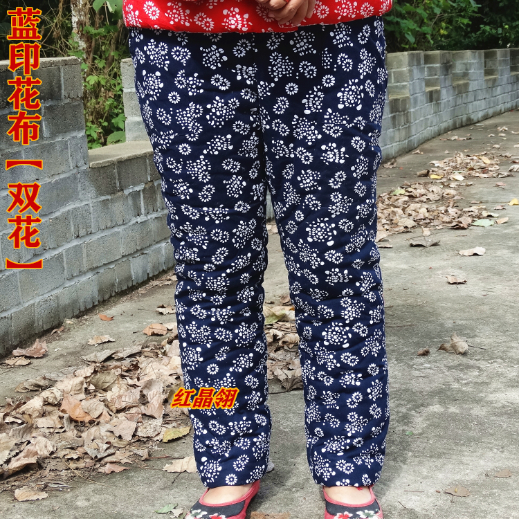 红晶翎民族风纯棉女士蓝印花布