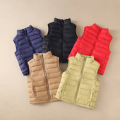 秋冬季 丝棉马甲背心男童女童中大童立领坎肩外穿丝棉服 儿童轻薄款