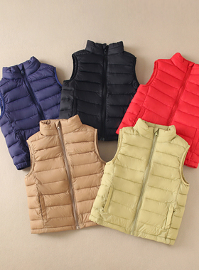 秋冬季儿童轻薄款丝棉马甲背心男童女童中大童立领坎肩外穿丝棉服