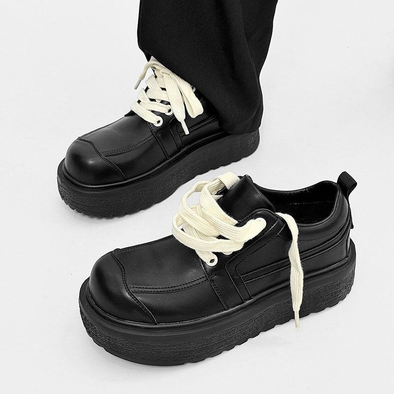 2026新款德比鞋男款高级感厚底增高大头鞋潮流百搭年轻人休闲皮鞋