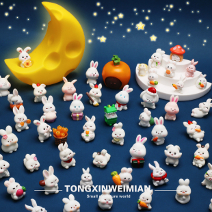 迷你可爱神话月宫兔中秋节月饼仿真动物模型盲袋桌面摆件送礼佳品