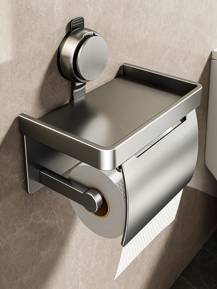 吸盘卫生间纸巾盒壁挂式厕所纸巾架浴室免打孔厕纸盒洗手间卷纸架