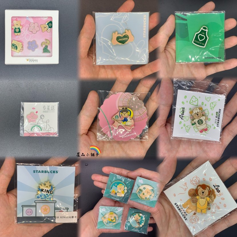 星巴克限定徽章星座世界名画小熊系列纪念事件pin毛衣胸针小饰品