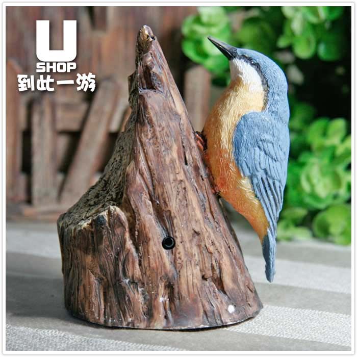 欧式风门厅仿真动物感应店面小鸟