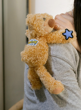 徽章补丁毛绒小熊公仔衣服胸针配饰卡通可爱刺绣布贴别针玩偶挂件