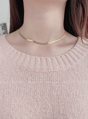 洗澡不用摘金色小众设计蛇骨链