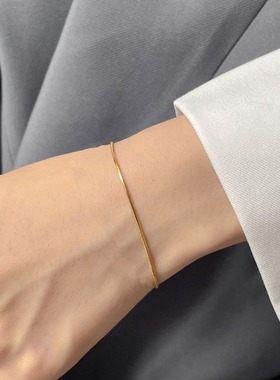 洗澡不用摘不掉色简约素款手链女高级感小众设计18K金色手镯手饰