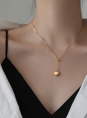 洗澡不用摘时尚风金色爱心锁骨链