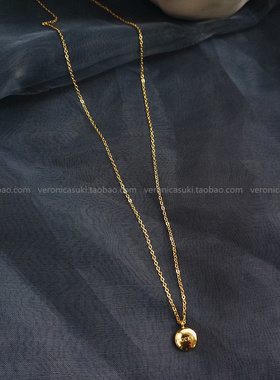 洗澡不用摘18k金色豆豆项链项链