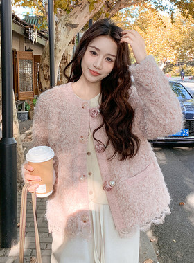 正版小香风羽绒服新国标90绒内胆高品质时尚减龄小个子毛绒短外套