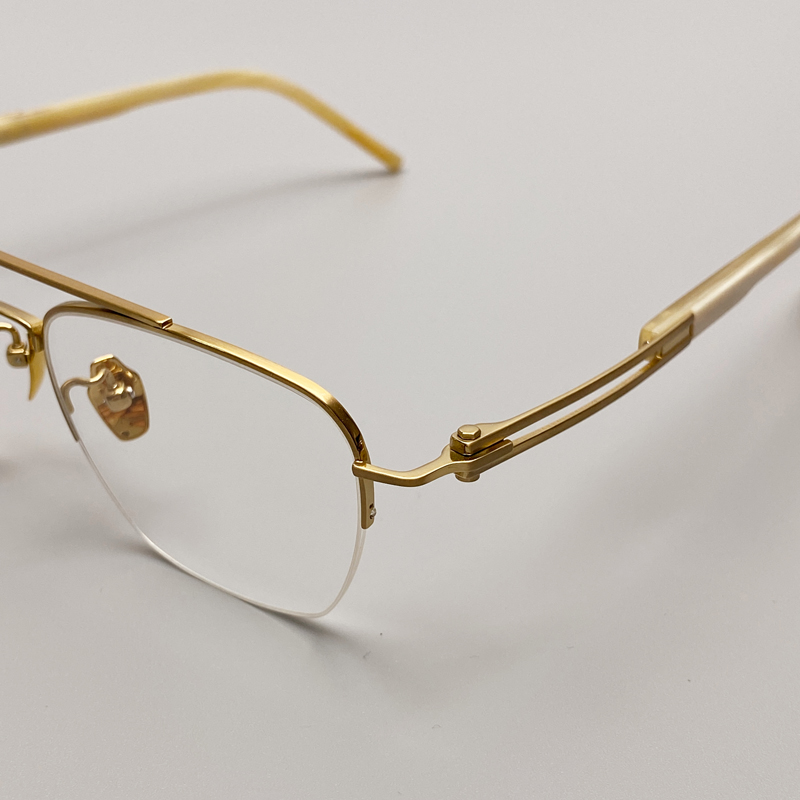 牛角纯钛超轻商务复古双梁半框近视眼镜架男女防蓝光变色片眼镜框