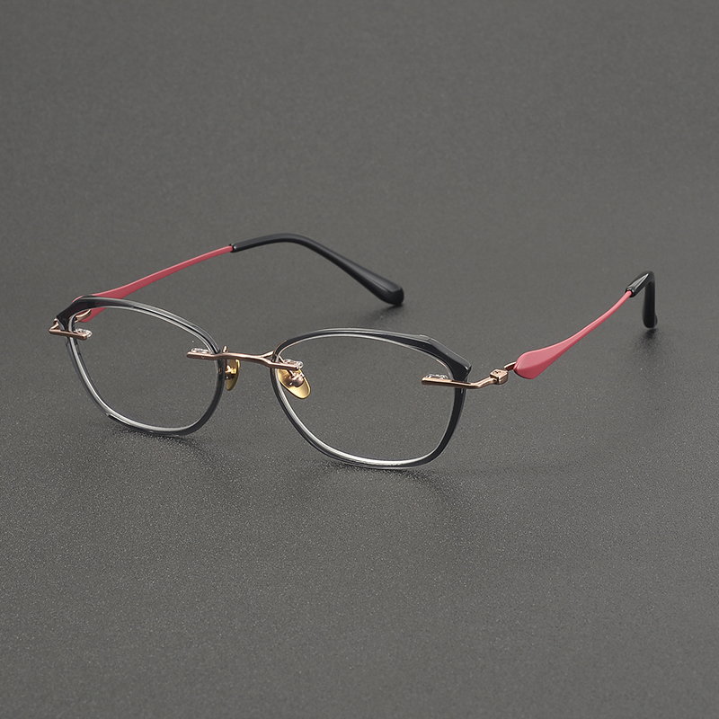小众复古时尚女士猫眼眼镜架纯钛超轻板材防蓝光近视变色眼睛框潮