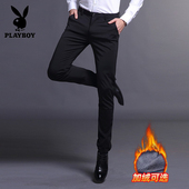 休闲裤 商务西裤 秋冬季 小脚裤 花花公子男士 韩版 弹力修身 子加绒厚款