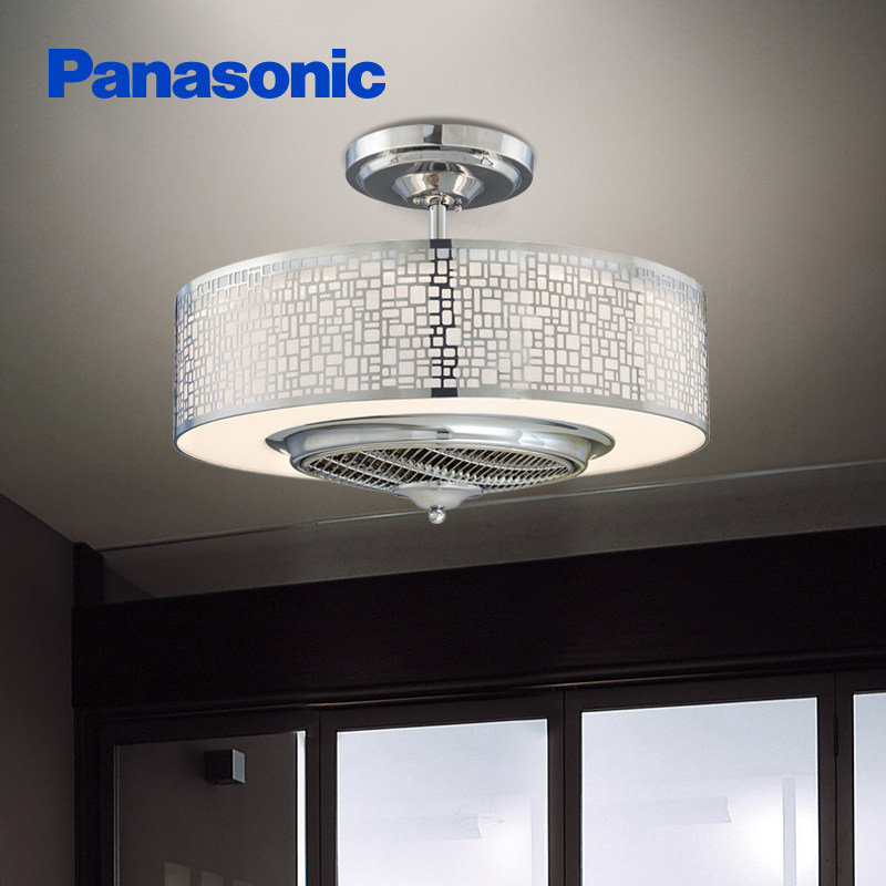 松下led风扇灯北欧简约现代客厅灯餐厅灯隐形扇叶家用卧室吊扇灯