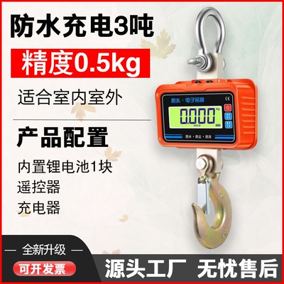 便携电子吊秤3t1t挂磅秤电子钓钩工业吊称行车秤吊秤家用弹簧