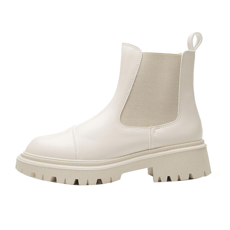 YIMEI SILK WHITE PLATFORM CIGARETTE HOLDER MARTIN BOOTS WOMENS 2024 NEW FRENCH CHELSEA BOOTS WOMENS SPRING AND AUTUMN SINGLE BOOTS