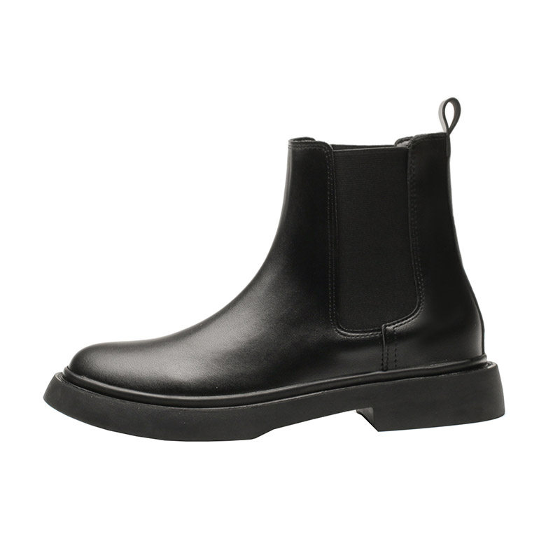 EMEISI BLACK PLATFORM CLOTTER BOOTS CHELSEA BOOTS MARTIN BOOTS WOMENS SPRING AND AUTUMN SINGLE BOOTS BRITISH STYLE PIPE BOOTS
