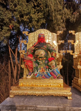 木雕五路财神招财关公坐像彩绘摆件玻璃钢佛像神像武财神纯铜工艺