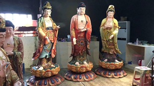 西方三圣佛像寺庙佛像雕塑 阿弥陀佛观音菩萨大势至 站像玻璃钢