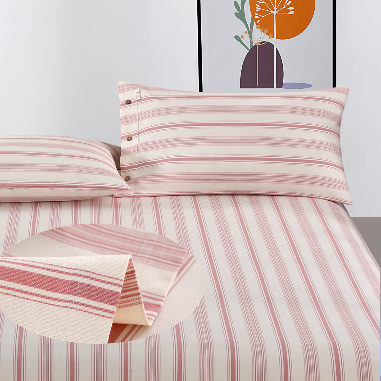 好货！a类全棉老粗布床单加厚加密单件三件套条纹防滑四季款山东