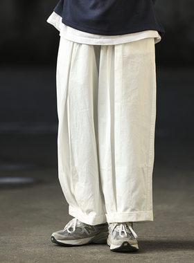 水曜日定休 春季复古垂感工装裤男美式裤子潮流宽松直筒休闲长裤
