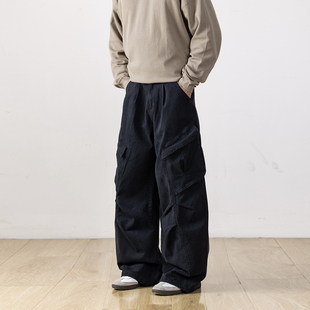 褶皱垂感工装 潮牌长裤 休闲裤 新款 子 男拖地百搭秋季 水曜日定休美式