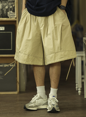 水曜日定休 黑色简约宽松直筒工装短裤男夏季青少年运动休闲裤潮