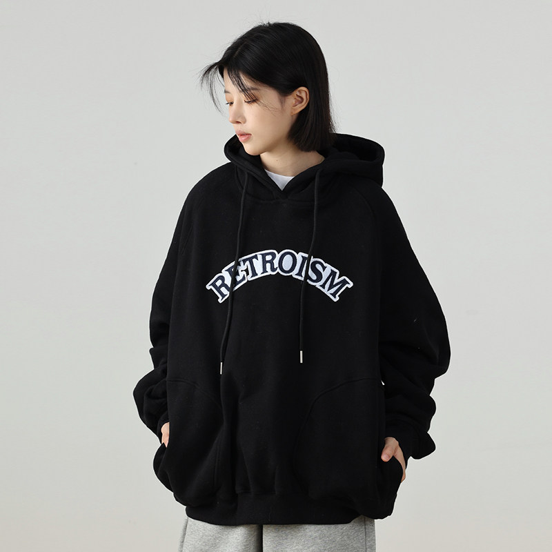 水曜日定休 秋冬宽松加绒保暖字母连帽卫衣男日系复古基础款外套,男装,卫衣,淘宝优惠券,粉丝福利购,淘宝优惠卷