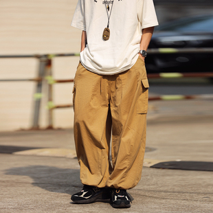 男ins潮 休闲直筒长裤 Wed水曜日定休日系复古宽松多口袋工装 阔腿裤