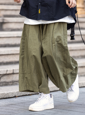 水曜日定休 日系夏季宽松九分裤男ins超火简约百搭阔腿工装裤薄款