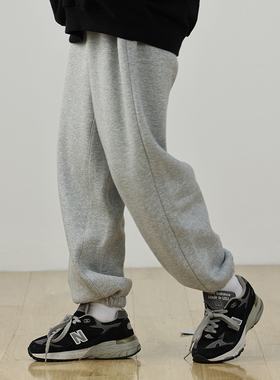 水曜日定休 冬季加绒保暖350G重磅卫裤男日系运动百搭束脚裤长裤