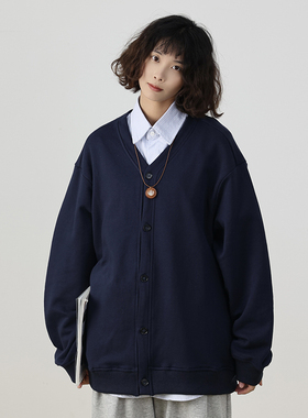 水曜日定休 春秋日系慵懒感假两件毛衣男日系复古休闲针织衫国潮