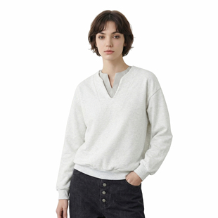 SYRI 美式假两件亨利领卫衣春季男女款Cleanfit宽松休闲长袖上衣