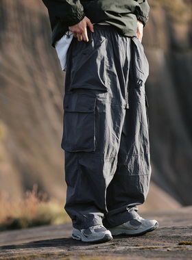 水曜日定休 春秋日系cityboy大口袋工装户外长裤男女宽松阔腿裤潮
