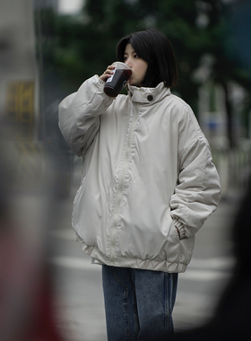 水曜日定休日系立领加厚保暖棉服外套男美式情侣冬季棉衣棉袄潮牌