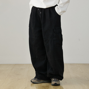 男春秋宽松松紧腰做旧日系休闲裤 牛仔裤 重磅水洗工装 水曜日定休
