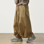 日系宽松直筒复古工装 长裤 男cityboy工装 水曜日定休 九分阔腿裤 潮