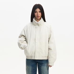 短宽工装 毛领棉服外套男女款 棉衣飞行服夹克 复古简约冬季 Syri美式