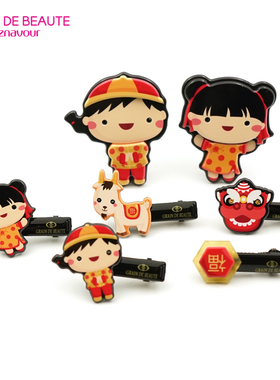 韩国GRAINdeBEAUTE 可爱喜庆小娃娃小山羊鸭嘴夹发夹边夹