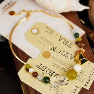 nuance 韩国大水晶球球珍珠小蕾丝蝴蝶结贝壳长链颈链项链毛衣链